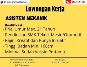 Loker Jambi Terbaru 3 Posisi PT. Surya Sentosa Primatama